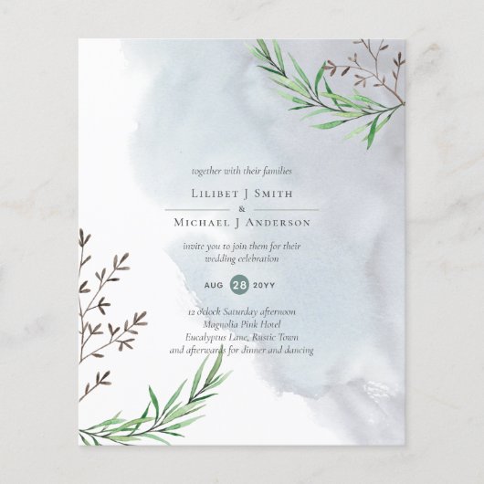 Olive Blätter Wedding Dusty Blue Lemon (Vorderseite)