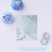 Olive Blätter Wedding Dusty Blue Lemon Flyer (Einzeln)