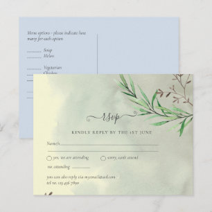 Olive Blätter Wedding Dusty Blue Lemon UAWG Postkarte