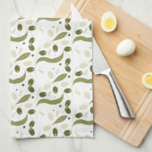 Olive Blätter Zweige Botanische Grünflächen Design Geschirrtuch (Viertel Falte)