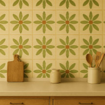 Olive-Bloom-Fliese – Vintage-Blumenmuster