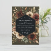 Olive Bloom Moody Wedding Einladung (Stehend Vorderseite)
