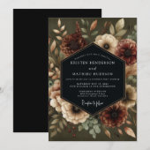 Olive Bloom Moody Wedding Einladung (Vorne/Hinten)