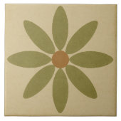 Olive Bloom Tile – Vintage Floral Pattern Fliese (Vorderseite)