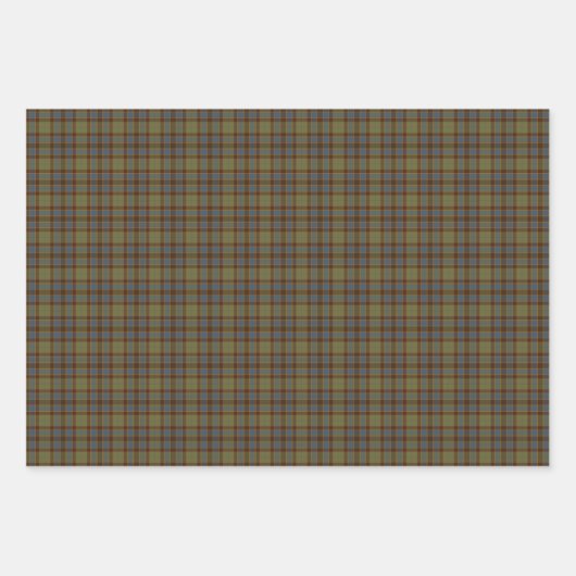 Olive Blue Orange Plaid Tartan Geschenkpapier Set (Vorderseite 3)