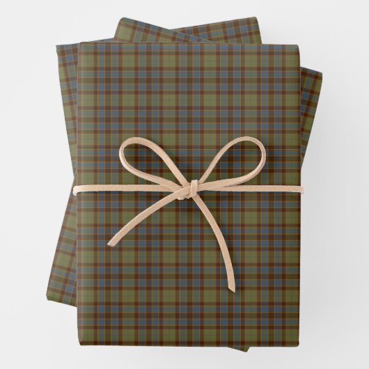 Olive Blue Orange Plaid Tartan Geschenkpapier Set (Beispiel)
