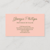 Olive Blush Stripes & Bow Retro Visitenkarte (Rückseite)