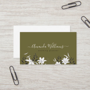 Olive Boho Floral Design Business Card Visitenkarte