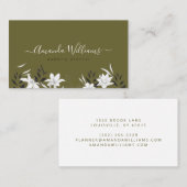 Olive Boho Floral Design Business Card Visitenkarte (Vorne/Hinten)
