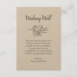 Olive Botanical Wishing Well rustic kraft Wedding Begleitkarte