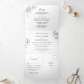 Olive Botanische Hochzeit Dreifach Gefaltete Einladung (Innenseite)