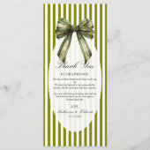Olive-Bow-Hochzeitsplatzsetting-Dankeskarten Programm (Vorderseite)