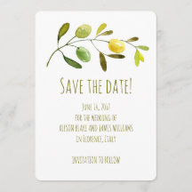 Olive Branch Aquarell Save the Date Karte
