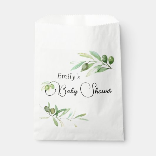Olive Branch Baby Dusche Geschenktütchen (Vorderseite)
