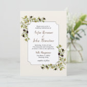 Olive Branch Blätter Botanische Hochzeit Einladung (Stehend Vorderseite)