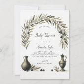 Olive Branch Boho Arch Urns Neutral Baby Dusche Einladung (Vorderseite)