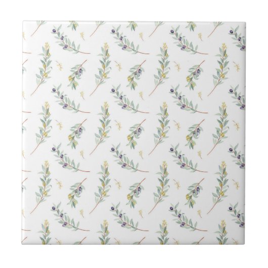 Olive Branch Botanical Rustic Pattern Fliese (Vorderseite)
