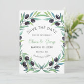 Olive Branch Botanische Hochzeit speichern Sie die Save The Date (Stehend Vorderseite)