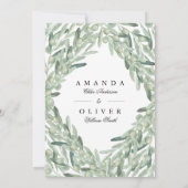Olive Branch Botanische Landschaft Elegante Hochze Einladung (Rückseite)