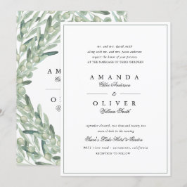 Olive Branch Botanische Landschaft Elegante Hochze Einladung