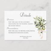 Olive Branch Bouquets Hochzeitsdetails Begleitkarte (Vorderseite)