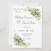 Olive Branch Bouquets Sage Wedding Einladung (Vorderseite)