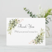 Olive Branch Bouquets Wedding Dankeskarte (Stehend Vorderseite)