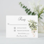 Olive Branch Bouquets Wedding RSVP Karte (Stehend Vorderseite)