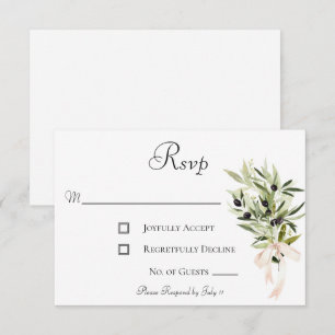 Olive Branch Bouquets Wedding RSVP Karte