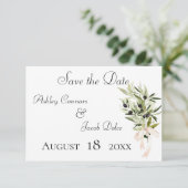 Olive Branch Bouquets Wedding Save The Date (Stehend Vorderseite)