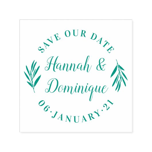 Olive Branch Calligraphy Save the Date Hochzeit Permastempel (Design)