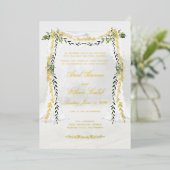Olive Branch Chuppah Forest Wedding Gold Folieneinladung (Stehend vorne)