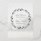 Olive Branch Chuppah Forest Wedding Gold Folieneinladung (Rückseite)