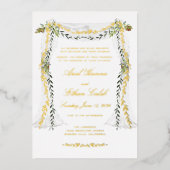 Olive Branch Chuppah Wedding Gold Folieneinladung (Vorderseite)