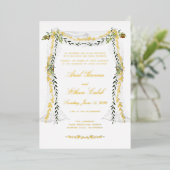 Olive Branch Chuppah Wedding Gold Folieneinladung (Stehend vorne)
