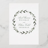 Olive Branch Chuppah Wedding Gold Folieneinladung (Rückseite)