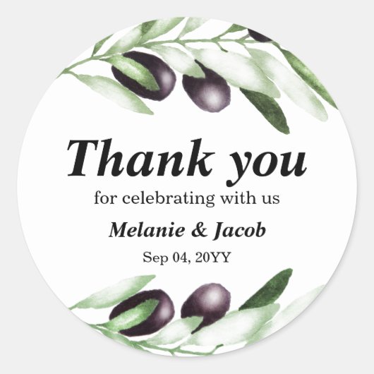 Olive Branch Classic Round Sticker (Vorderseite)