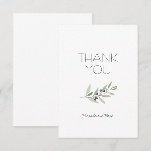 Olive Branch Dankeschön Karte (Vorne/Hinten)