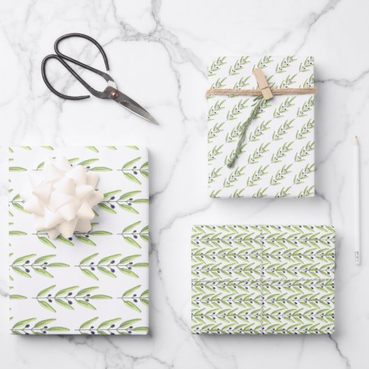 Olive Branch Gift Wrap Geschenkpapier Set (Vorderseite)
