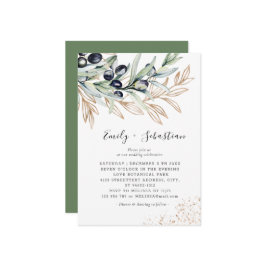Olive Branch Greenery, Golden Bridal Wedding Einladung