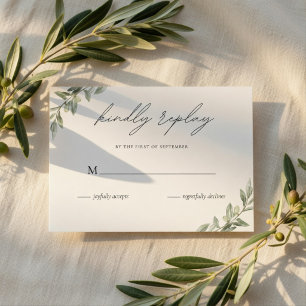 Olive Branch Hochzeit RSVP Karte Elegantes Grünz