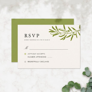 Olive Branch Hochzeit-RSVP-Karte   Elfenbein RSVP Karte