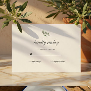 Olive Branch Hochzeit RSVP Karte   Minimal Elegant