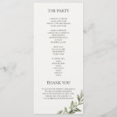 Olive Branch Hochzeitsprogramm | Elegantes Grünzeu Menükarte (Rückseite)