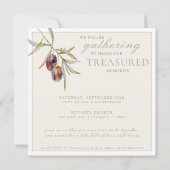 Olive Branch im Wasser Feier des Lebens Einladung (Rückseite)