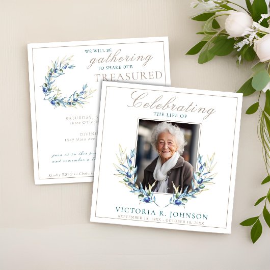 Olive Branch im Wasser Feier des Lebens Einladung