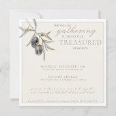 Olive Branch im Wasser Feier des Lebens Einladung (Rückseite)