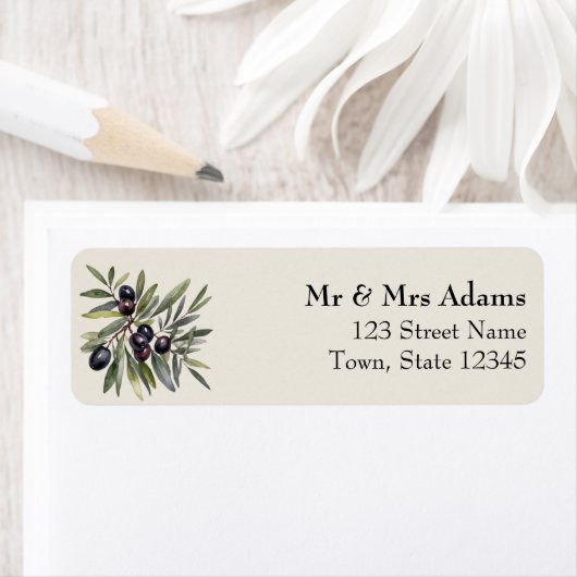 Olive Branch Ivory Wedding Return Address (Insitu)