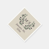 Olive Branch Kranz mit Initialen Hochzeit Serviette (Ecke)