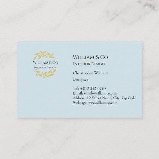 Olive Branch Kreath Beruflich Moderne Minimalistis Visitenkarte (Rückseite)